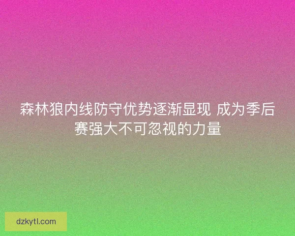 森林狼内线防守优势逐渐显现 成为季后赛强大不可忽视的力量